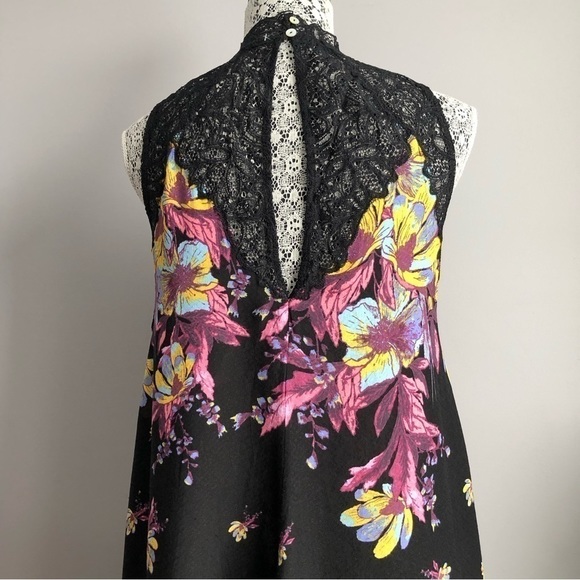 Free People Marsha Floral Print Lace Slip Dress festival boho oversized XS - Picture 7 of 10
